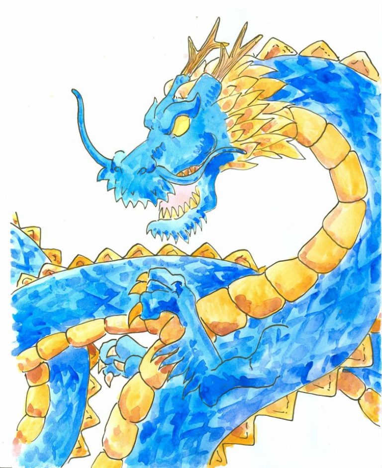 Dragon bleu menaçant ©Sylvain Jolivalt - Ne pas reproduire ou exploiter sans autorisation