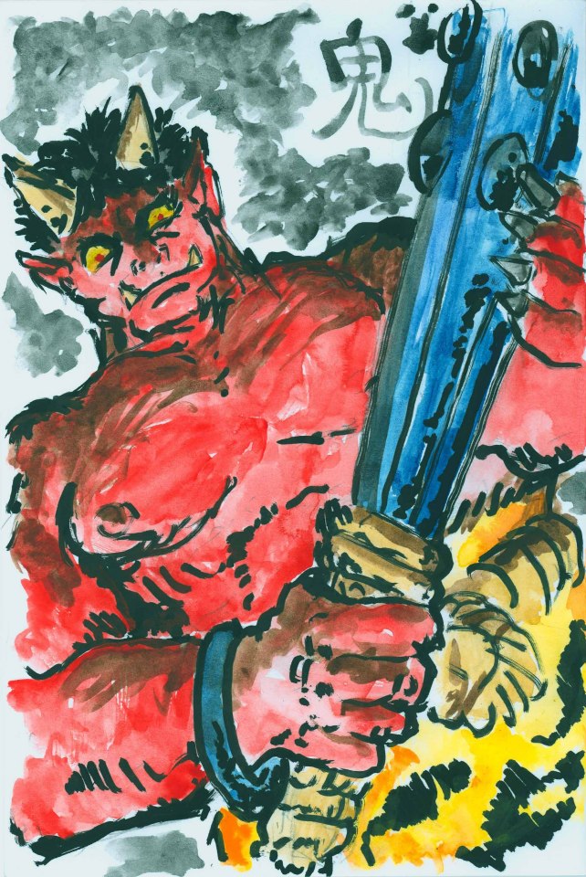 Oni rouge avec son tetsubô
