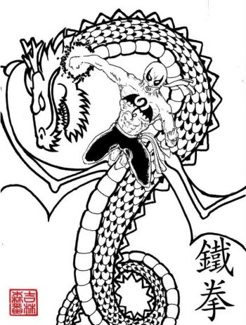Ironfist face à un dragon (Travail personnel - non destiné à la vente ou à l'exploitation)