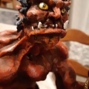 Fabrication du oni rouge : mise en peinture