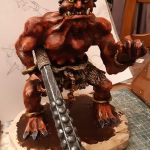 Fabrication du oni rouge : mise en peinture