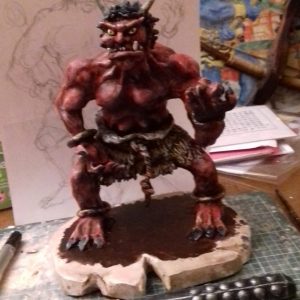 Fabrication du oni rouge : mise en peinture