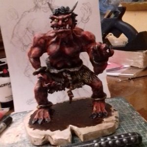 Fabrication du oni rouge : mise en peinture