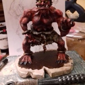Fabrication du oni rouge : mise en peinture