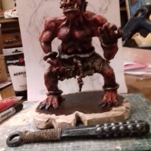 Fabrication du oni rouge : mise en peinture