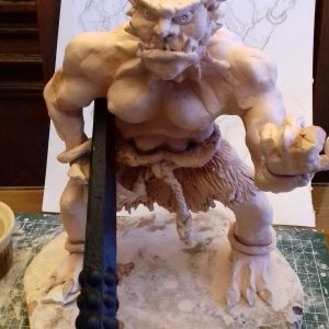 Fabrication du oni rouge : Sculpture de la tête
