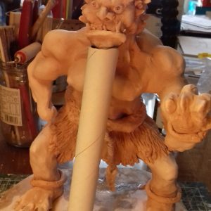 Fabrication du oni rouge : Sculpture de la tête