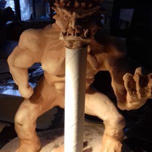 Fabrication du oni rouge : Sculpture de la tête