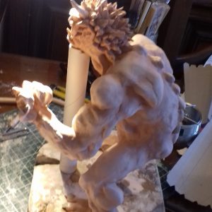 Fabrication du oni rouge : Sculpture de la tête