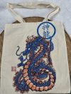 Tote-Bag écru dragon bleu Tote-Bag écru dragon bleu