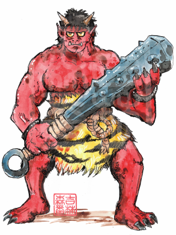 Oni rouge avec un tetsubô ©Sylvain jolivalt - Ne pas reproduire ou exploiter sans autorisation